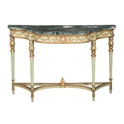 Lot 377 - Pair of Neoclassical Style Painted Wood Marble...
