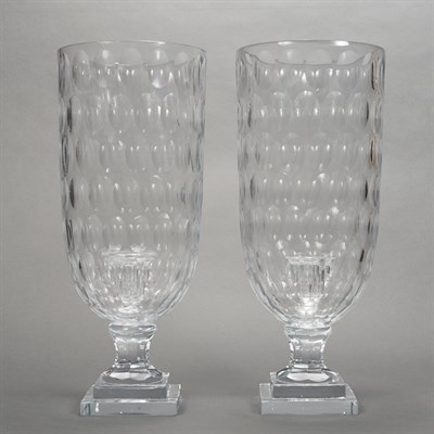 Lot 315 - Set of Four Glass Hurricane Candlesticks...