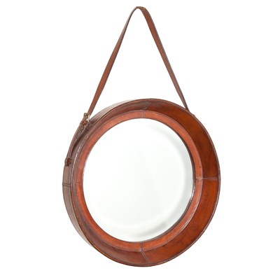 Lot 310 - Leather Framed Circular Wall Mirror Diameter...