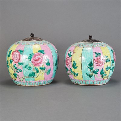Lot 272 - Pair of Chinese Famille Rose Glazed Porcelain...