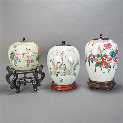 Lot 239 - Group of Three Chinese Famille Rose Glazed...