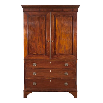 Lot 247 - George III Mahogany Linen Press Height 7 feet...