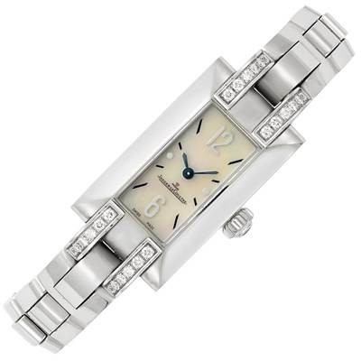 Lot 3243 - Lady's Stainless Steel, Mother-of-Pearl and Diamond Wristwatch, Jaeger LeCoultre