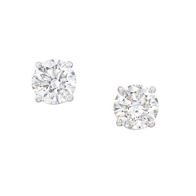 Lot 3085 - Pair of Platinum and Diamond Stud Earrings