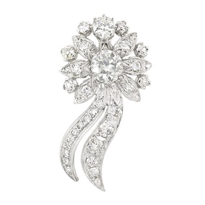 Lot 3283 - White Gold and Diamond Brooch