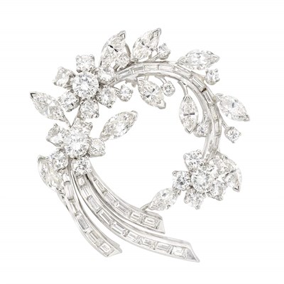 Lot 3145 - Platinum and Diamond Wreath Brooch