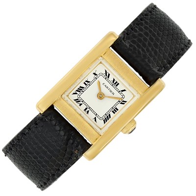 Lot 3144 - Gold 'Tank' Wristwatch, Cartier, Paris