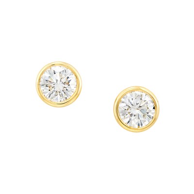Lot 3354 - Pair of Gold and Diamond Stud Earclips, Tiffany & Co.