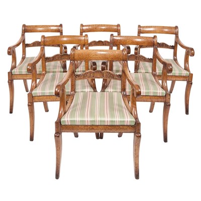 Lot 199 - Set of Eight Classical Maple Armchairs...