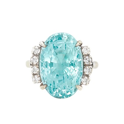 Lot 3161 - Silver, Aquamarine and Diamond Ring