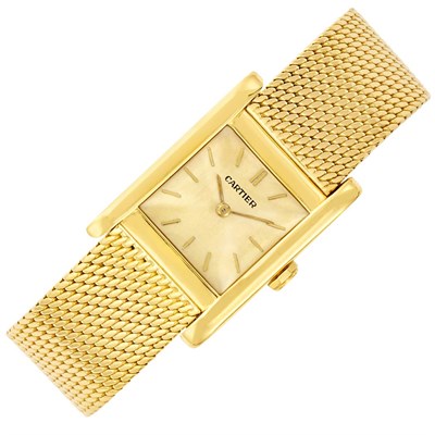 Lot 3136 - Gold 'Tank' Wristwatch, Cartier, European Watch & Clock Co.