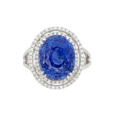 Lot 3428 - White Gold, Sapphire and Diamond Ring