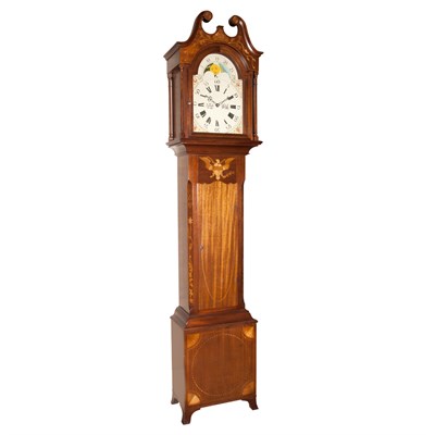 Lot 522 - Federal Style Inlaid Mahogany Tall Case Clock...