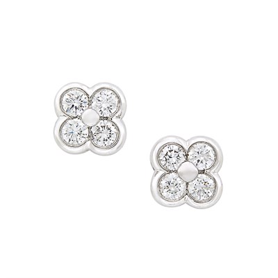 Lot 3271 - Pair of Platinum and Diamond Earrings, Tiffany & Co.