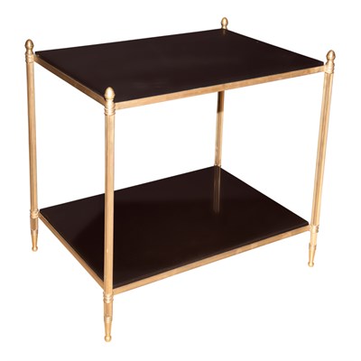 Lot 301 - Bronze Side Table with Marble Shelves...