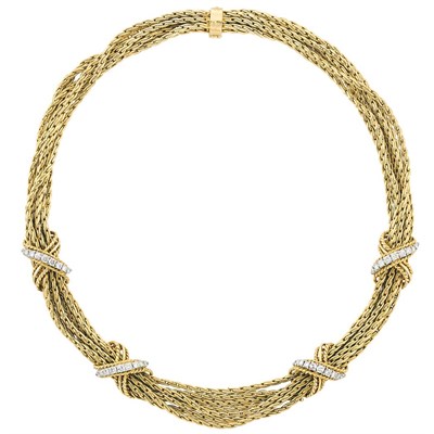 Lot 162 - Multistrand Gold and Diamond Necklace