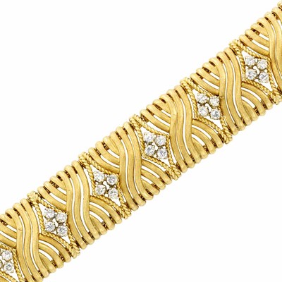Lot 408 - Gold and Diamond Bracelet