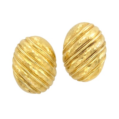 Lot 57 - Pair of Hammered Gold Earclips