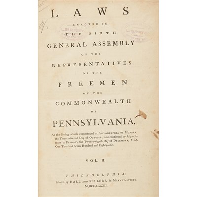 Lot 18 - [PENNSYLVANIA - FEDERAL] Laws enacted in the...