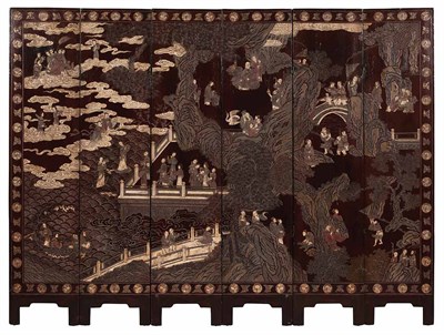 Lot 195 - Chinese Coromandel Six-Panel Screen 18th...