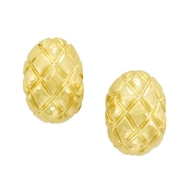 Lot 157 - Pair of Hammered Gold Earclips, David Webb