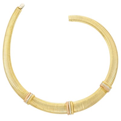 Lot 7 - Tricolor Gold Snake Link Necklace, Cartier, Italy