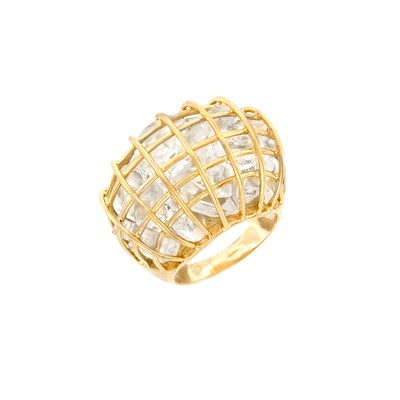 Lot 399 - Gold and Rock Crystal 'Cage' Ring, Verdura