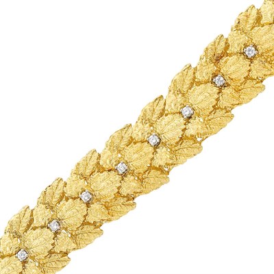 Lot 401 - Gold and Diamond Bracelet