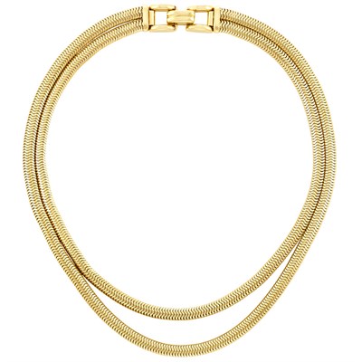 Lot 394 - Double Strand Gold Snake Chain Necklace