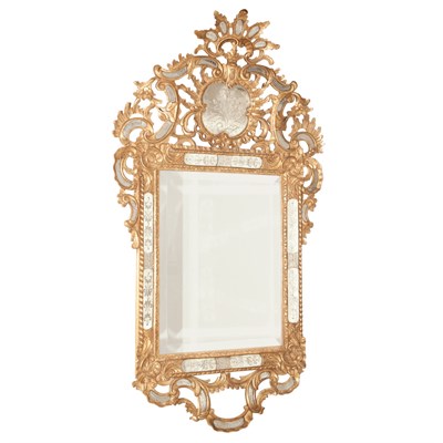 Lot 486 - Rococo Style Giltwood and Etched Glass Mirror...
