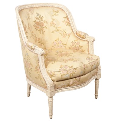 Lot 265 - Louis XVI Style White Painted Bergere
