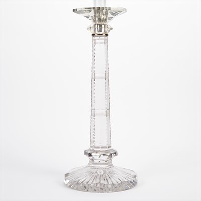 Lot 300 - English Cut Glass Lamp Of octagonal form, with...