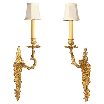 Lot 308 - Pair of Louis XV Gilt-Bronze Wall Lights Each...