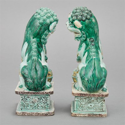 Lot 182 - Two Similar Chinese Famille Verte Glazed Fu...