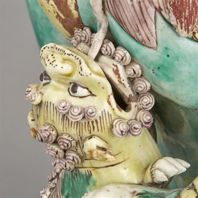 Lot 184 - Chinese Famille Verte Glazed Porcelain Fu Lion...
