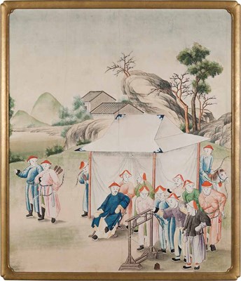 Lot 130 - Chinese School 19th Century, archers preparing...
