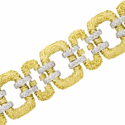 Lot 151 - Two-Color Gold and Diamond Bracelet
