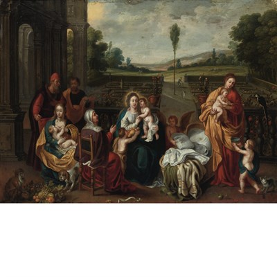 Lot 31 - Circle of Frans Francken The Holy Family in a...