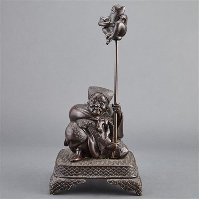 Lot 25 - Japanese Bronze Monkey Tamer 20th Century The...