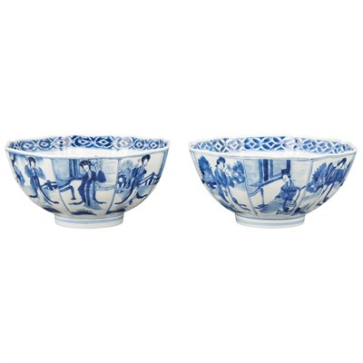 Lot 107 - Two Similar Chinese Blue and White Glazed...