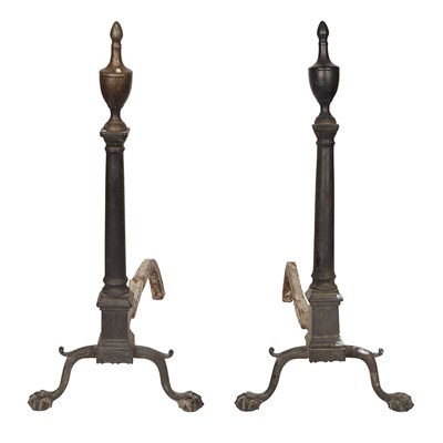 Lot 150 - Pair of Chippendale Brass Andirons Possibly...