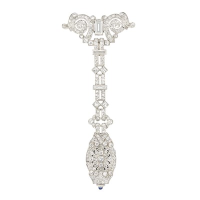 Lot 440 - Edwardian Platinum and Diamond Lapel Watch, Audemars Piguet