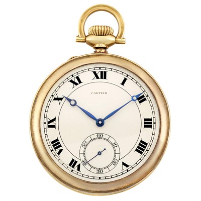 Lot 59 - Gold Open Face Pocket Watch, Cartier, France, European Watch & Clock Co., Inc.