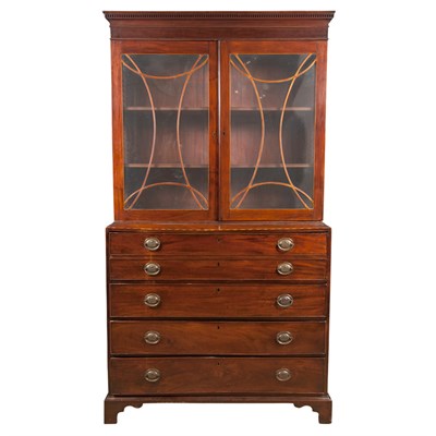 Lot 337 - George III Mahogany Secretary Bookcase Height...