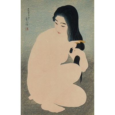 Lot 1 - Torii Kotondo (1900-1976) Kamisuki (Combing...