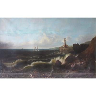 Lot 4 - American School 19th Century Rocky Waters,...