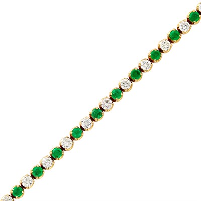 Lot 265 - Gold, Diamond and Emerald Line Bracelet