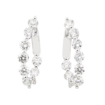 Lot 182 - Pair of White Gold and Diamond Hoop Earrings