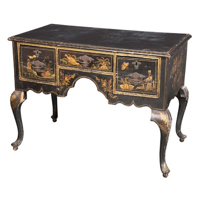 Lot 353 - Georgian Style Black Japanned Dressing Table...