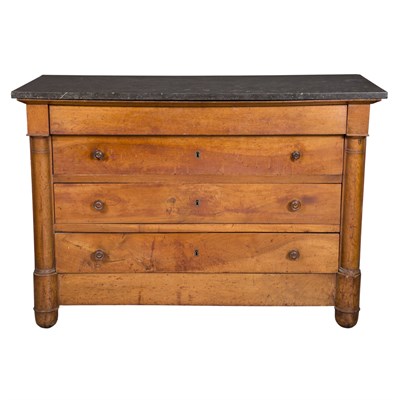 Lot 495 - Empire Walnut Marble Top Commode Height 35...